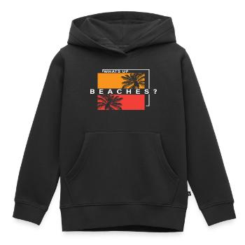 Quoi de neuf Plages? - Sweat Premium à capuche enfant bio - noir - Devant - AI Model Kid Male (0cm)