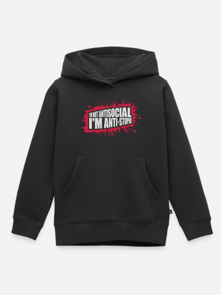 not antisocial anti stupid - Kinder Premium Organic Hoodie - Schwarz