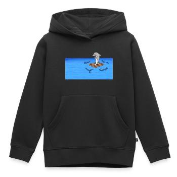 Hai auf Floß - Kinder Premium Organic Hoodie - Schwarz - Vorne - AI Model Kid Male (0cm)