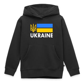 Ukraine - Kinder Premium Organic Hoodie - Schwarz - Vorne - AI Model Kid Male (0cm)