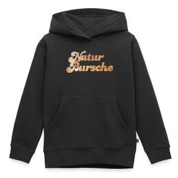 Naturbursche Handschrift Holz Maserung Outdoor Fan - Kinder Premium Organic Hoodie - Schwarz - Vorne - AI Model Kid Male (0cm)