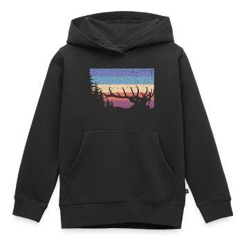 Cerf - Sweat Premium à capuche enfant bio - noir - Devant - AI Model Kid Male (0cm)