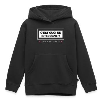 C EST QUOI UN BITECOGNE ? 🚨SELL NOW SIGNAL🚨 - Sweat Premium à capuche enfant bio - noir - Devant - AI Model Kid Male (0cm)