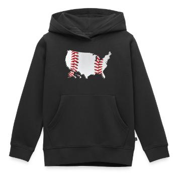 USA | echter Baseball | Landkarte - Kinder Premium Organic Hoodie - Schwarz - Vorne - AI Model Kid Male (0cm)