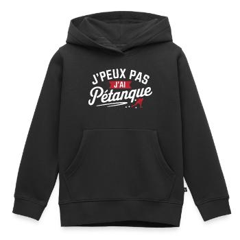Ich kann nicht, ich habe Petanque - Kinder Premium Organic Hoodie - Schwarz - Vorne - AI Model Kid Male (0cm)