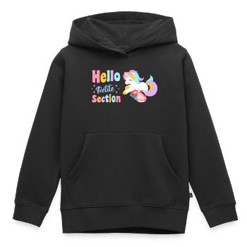 Hello Petite Section Rentrée Scolaire Maternelle - Sweat Premium à capuche enfant bio - noir - Devant - AI Model Kid Male (0cm)