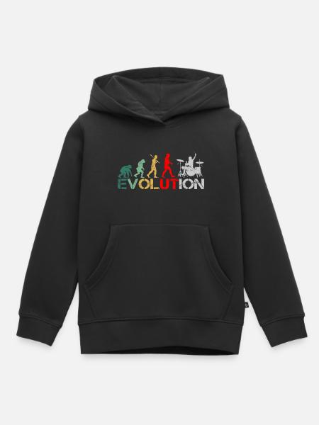 Drummer Schlagzeuger Evolution Retro - Kinder Premium Organic Hoodie - Schwarz