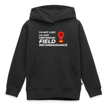 Reconnaissance de terrain SIG Géomètre Cartographie Humour - Sweat Premium à capuche enfant bio - noir - Devant - AI Model Kid Male (0cm)