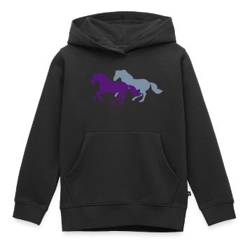 Deux chevaux au galop - Sweat Premium à capuche enfant bio - noir - Devant - AI Model Kid Male (0cm)