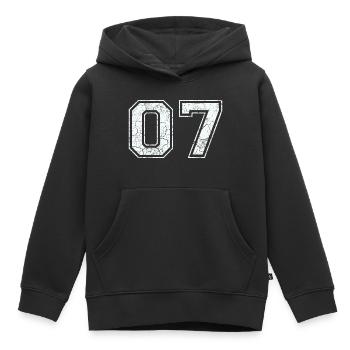 07 dans blanc in Used Look - Sweat Premium à capuche enfant bio - noir - Devant - AI Model Kid Male (0cm)