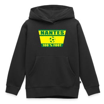 Nantes football - Sweat Premium à capuche enfant bio - noir - Devant - AI Model Kid Male (0cm)