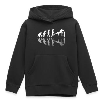 Evolution d'un cadeau d'équitation cavalier - Sweat Premium à capuche enfant bio - noir - Devant - AI Model Kid Male (0cm)