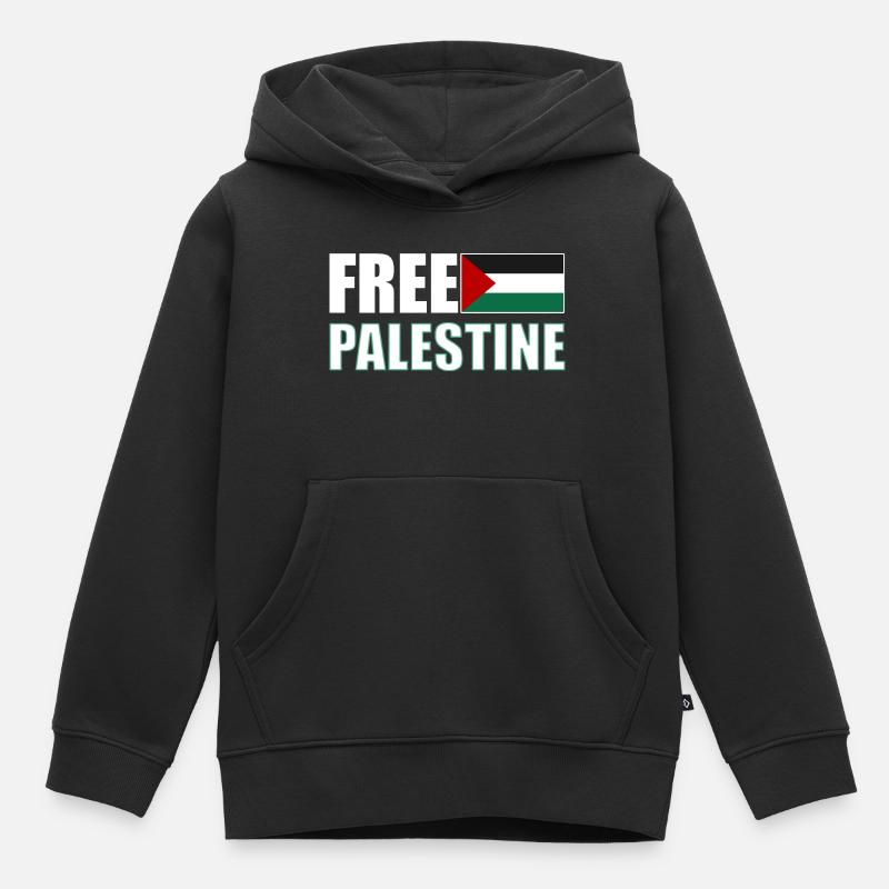 Free Palestine - Sweat Premium à capuche enfant bio - noir
