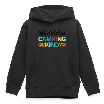 Glückliches Camping Kind - Kinder Premium Organic Hoodie - Schwarz - Vorne - AI Model Kid Male (0cm)