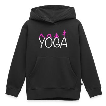 Yoga oefening voor een workout - Kinder Premium hoodie biologisch - zwart - Voor - AI Model Kid Male (0cm)