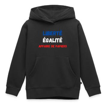 Liberté égalité affaire de papiers - Sweat Premium à capuche enfant bio - noir - Devant - AI Model Kid Male (0cm)