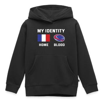 Mon identité France Rugby - Sweat Premium à capuche enfant bio - noir - Devant - AI Model Kid Male (0cm)
