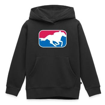 Rennpferd reiten Reitsport Pferde lustige Geschenk - Kinder Premium Organic Hoodie - Schwarz - Vorne - AI Model Kid Male (0cm)