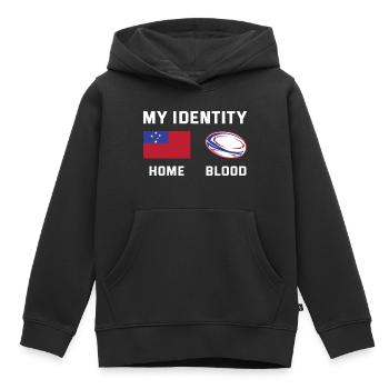 Mon identité Samoa Rugby - Sweat Premium à capuche enfant bio - noir - Devant - AI Model Kid Male (0cm)