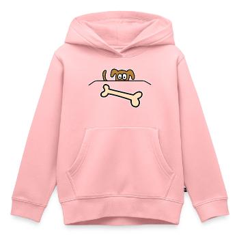 Chien en os - Sweat Premium à capuche enfant bio - rose - Devant - AI Model Kid Female (0cm)