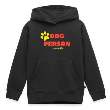 Chien Personne - Sweat Premium à capuche enfant bio - noir - Devant - AI Model Kid Male (0cm)