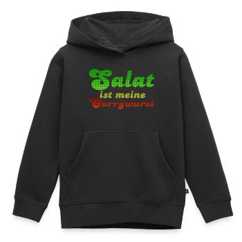 La salade est ma currywurst - Sweat Premium à capuche enfant bio - noir - Devant - AI Model Kid Male (0cm)