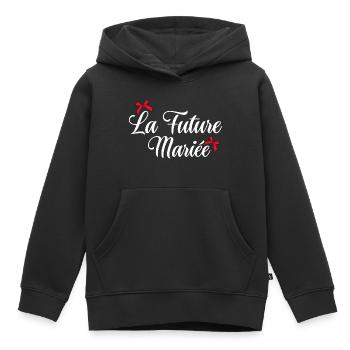 La future mariée noeud - Sweat Premium à capuche enfant bio - noir - Devant - AI Model Kid Male (0cm)
