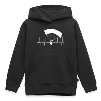 kardiogramm gleitschirm weiss - Kinder Premium Organic Hoodie - Schwarz - Vorne - AI Model Kid Male (0cm)