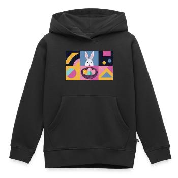 Lapin de Pâques n° 04 - Sweat Premium à capuche enfant bio - noir - Devant - AI Model Kid Male (0cm)