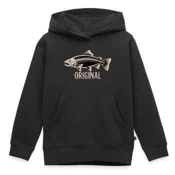 POISSON ORIGINAL - Sweat Premium à capuche enfant bio - noir - Devant - AI Model Kid Male (0cm)