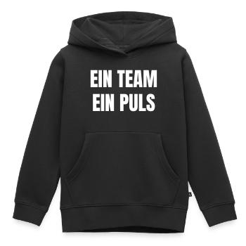 One team, one pulse. - Kids Premium Organic Hoodie - black - Front - AI Model Kid Male (0cm)