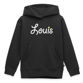 Louis - Kids Premium Organic Hoodie - black - Front - AI Model Kid Male (0cm)