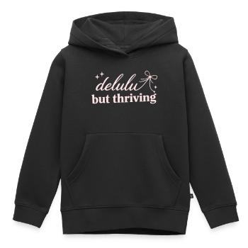 Deluhu Thriving Schriftzug - Kinder Premium Organic Hoodie - Schwarz - Vorne - AI Model Kid Male (0cm)