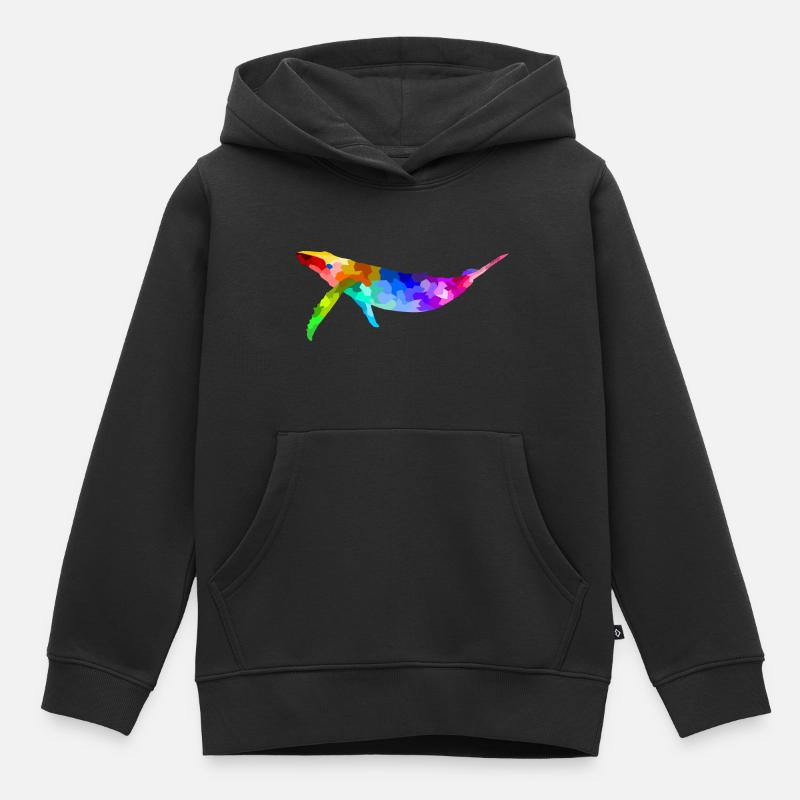 Bunter Regenbogen Wal Geschenk Tier - Kinder Premium Organic Hoodie - Schwarz