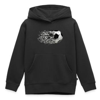 51 Fußball Ball fliegt Spritzer Splash Farbkleckse - Kinder Premium Organic Hoodie - Schwarz - Vorne - AI Model Kid Male (0cm)