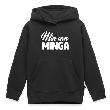 MIA SAN MINGA | MÜNCHEN | GESCHENK - Kinder Premium Organic Hoodie - Schwarz - Vorne - AI Model Kid Male (0cm)