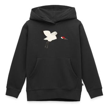 Kranich - Kinder Premium Organic Hoodie - Schwarz - Vorne - AI Model Kid Male (0cm)