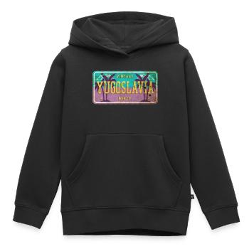 Signe vintage Yougoslavie - Sweat Premium à capuche enfant bio - noir - Devant - AI Model Kid Male (0cm)