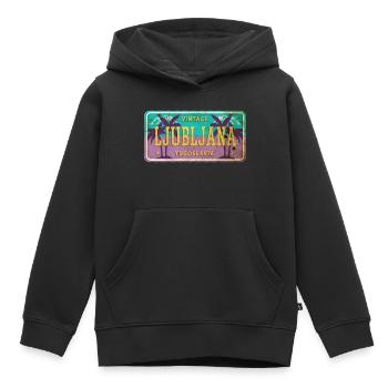 Bouclier vintage Ljubljana Yougoslavie - Sweat Premium à capuche enfant bio - noir - Devant - AI Model Kid Male (0cm)