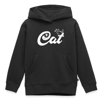 Mignon Chat Motif Chat Chat Gueule de Bois - Sweat Premium à capuche enfant bio - noir - Devant - AI Model Kid Male (0cm)