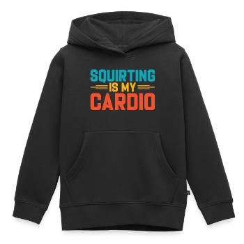 I Heart Squirters Adulte Blague J’Aime Éjaculer - Sweat Premium à capuche enfant bio - noir - Devant - AI Model Kid Male (0cm)