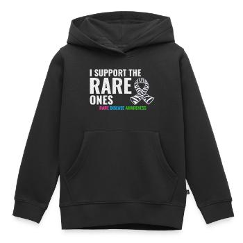 Soutien aux maladies rares : renforcer la sensibilisation - Sweat Premium à capuche enfant bio - noir - Devant - AI Model Kid Male (0cm)