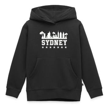 sydney 01 - Kinder Premium Organic Hoodie - Schwarz - Vorne - AI Model Kid Male (0cm)