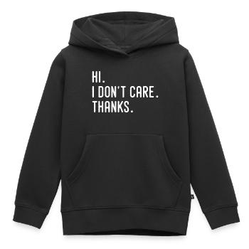 Hallo, es ist mir egal, danke T-Shirts, Humor und lustig - Kinder Premium Organic Hoodie - Schwarz - Vorne - AI Model Kid Male (0cm)