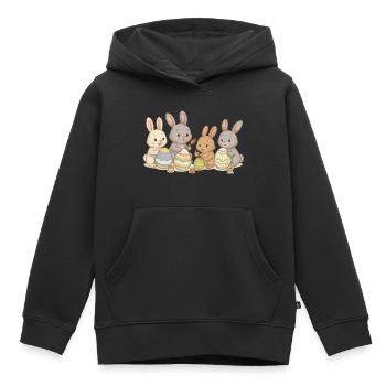 Hasenfreunde bemalen Ostereier – Süßes Osterdesign - Kinder Premium Organic Hoodie - Schwarz - Vorne - AI Model Kid Male (0cm)