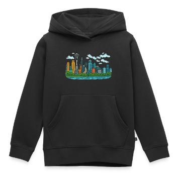 Seattle City - Kids Premium Organic Hoodie - black - Front - AI Model Kid Male (0cm)