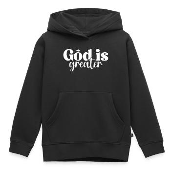 Dieu est plus grand - Sweat Premium à capuche enfant bio - noir - Devant - AI Model Kid Male (0cm)