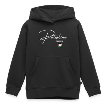 Drapeau palestinien, je suis avec la Palestine - Sweat Premium à capuche enfant bio - noir - Devant - AI Model Kid Male (0cm)