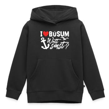 Vacances à la mer du Nord BÜSUM WATT AUTREMENT DRÔLE - Sweat Premium à capuche enfant bio - noir - Devant - AI Model Kid Male (0cm)