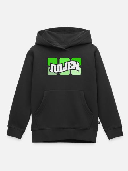 Julien Graffiti Neon Logo - Kinder Premium Organic Hoodie - Schwarz
